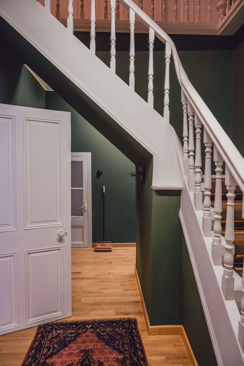 Staircase with freshly painted walls